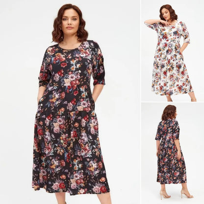 💃✨【S-5XL】Nowa elegancka sukienka z szyfonu z nadrukiem, duży rozmiar, miękki, wygodny i oddychający