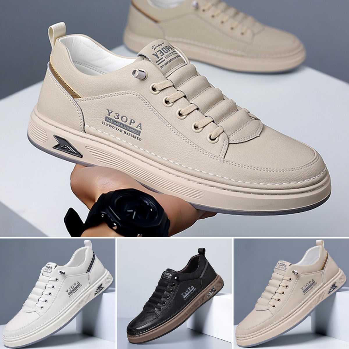 👟【39-44】2025 Męskie modne, skórzane, codzienne, płaskie buty, miękkie dno, wygodna amortyzacja, wodoodporność i antypoślizgowość