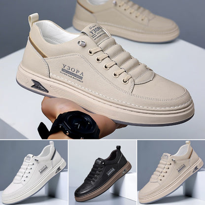 👟【39-44】2025 Męskie modne, skórzane, codzienne, płaskie buty, miękkie dno, wygodna amortyzacja, wodoodporność i antypoślizgowość