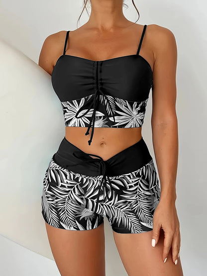 🏊‍👙【Gorące produkty】🌴 Elegancki kostium kąpielowy z nadrukiem w dużym rozmiarze, stylowy i wygodny dwuczęściowy kostium kąpielowy