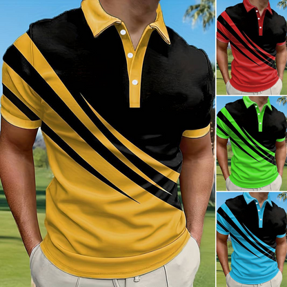 💥👔【Kup 1, odbierz 1 gratis🔥】【S-6XL】😍 Duży rozmiar męska nowa letnia koszulka POLO w paski z nadrukiem 3D