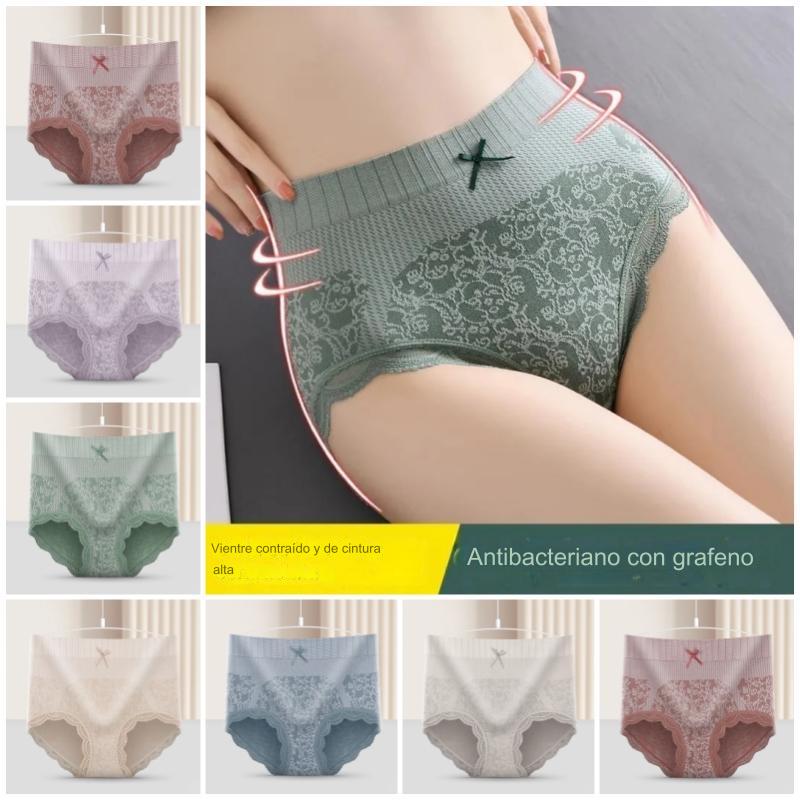 🔥【Compre 8 y obtenga 8 gratis】🔥Ropa interior antibacteriana que absorbe la humedad de cintura alta para mujer