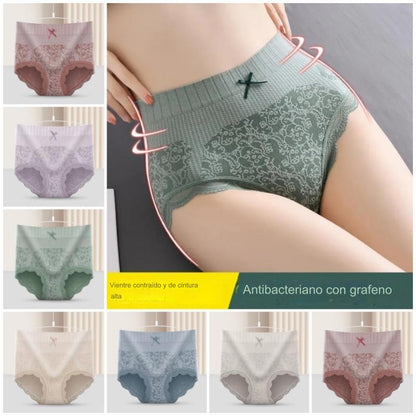 🔥【Compre 8 y obtenga 8 gratis】🔥Ropa interior antibacteriana que absorbe la humedad de cintura alta para mujer