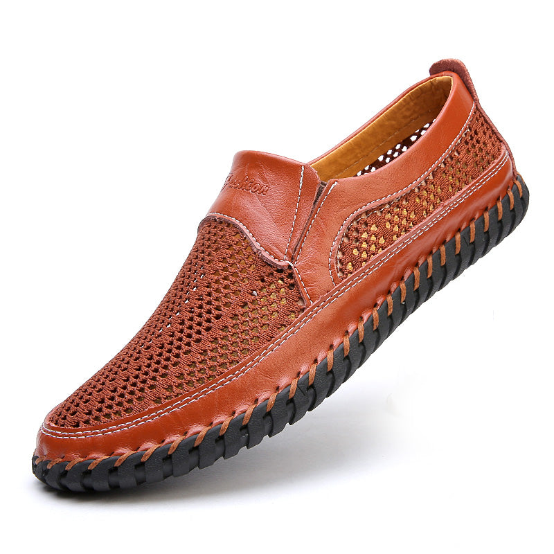 【38-48】👞Nowe męskie buty ze skóry siatkowej na wiosnę i lato - duże rozmiary - prawdziwa skóra bydlęca, odporne na pot i nieprzyjemny zapach, oddychające i wygodne--3646277