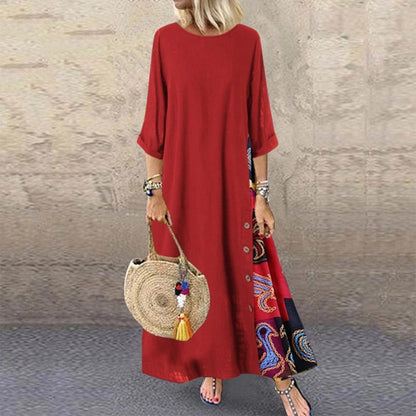 【M-5XL】 Damska elegancka sukienka z nadrukiem w stylu retro
