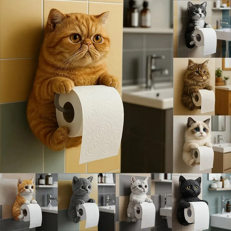🐱【Descuento por nuevo producto】Lindo porta rollo de papel higiénico con temática de gato