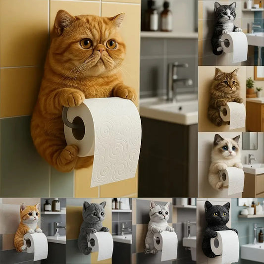 🐱【Descuento por nuevo producto】Lindo porta rollo de papel higiénico con temática de gato