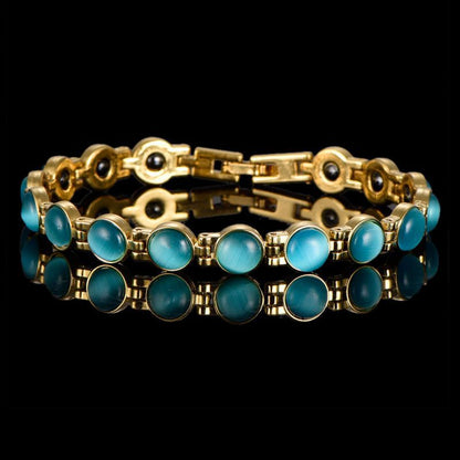 🎁💖【Najlepiej sprzedające się nowe produkty】Elegancka magnetyczna bransoletka ze złotymi kamieniami kociego oka