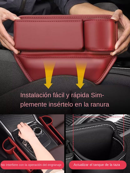 🚗🚗Caja de almacenamiento clásica de cuero para coche, cuero genuino resistente al desgaste, para satisfacer diferentes necesidades de almacenamiento.