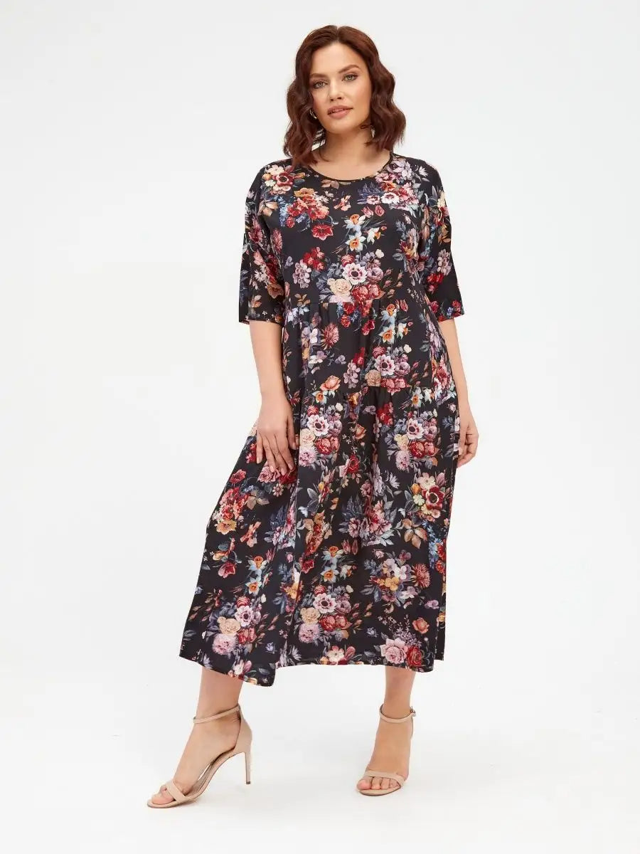 💃✨【S-5XL】Nowa elegancka sukienka z szyfonu z nadrukiem, duży rozmiar, miękki, wygodny i oddychający
