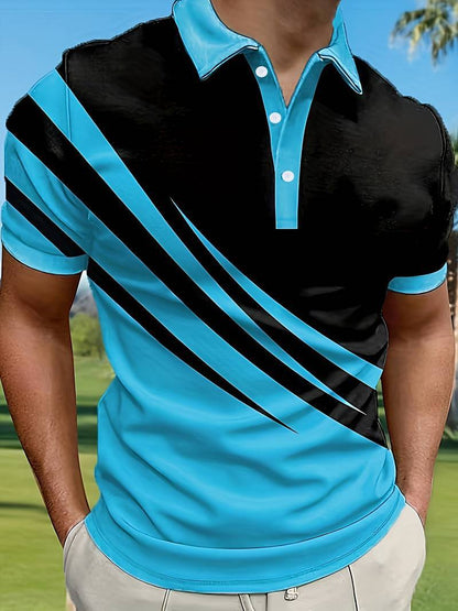 💥👔【Kup 1, odbierz 1 gratis🔥】【S-6XL】😍 Duży rozmiar męska nowa letnia koszulka POLO w paski z nadrukiem 3D