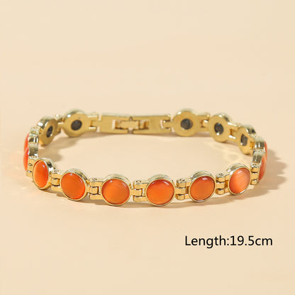 🎁💖【Najlepiej sprzedające się nowe produkty】Elegancka magnetyczna bransoletka ze złotymi kamieniami kociego oka
