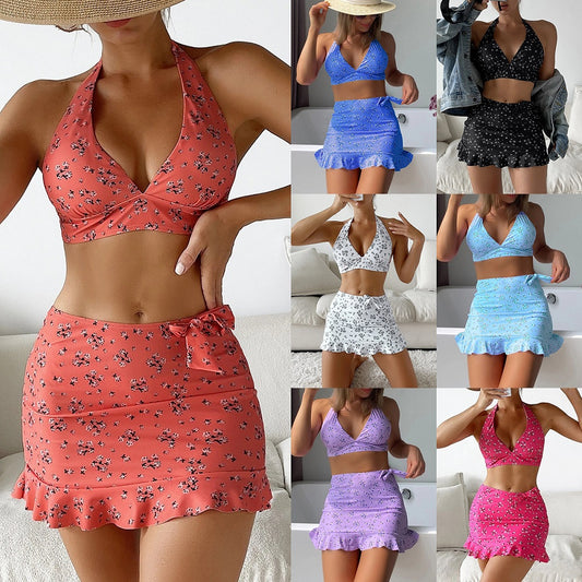 🌸【✨Rabat ograniczony czasowo】👙 Damski, kwiatowy, trzyczęściowy zestaw bikini, miękki, wygodny i szybko schnący